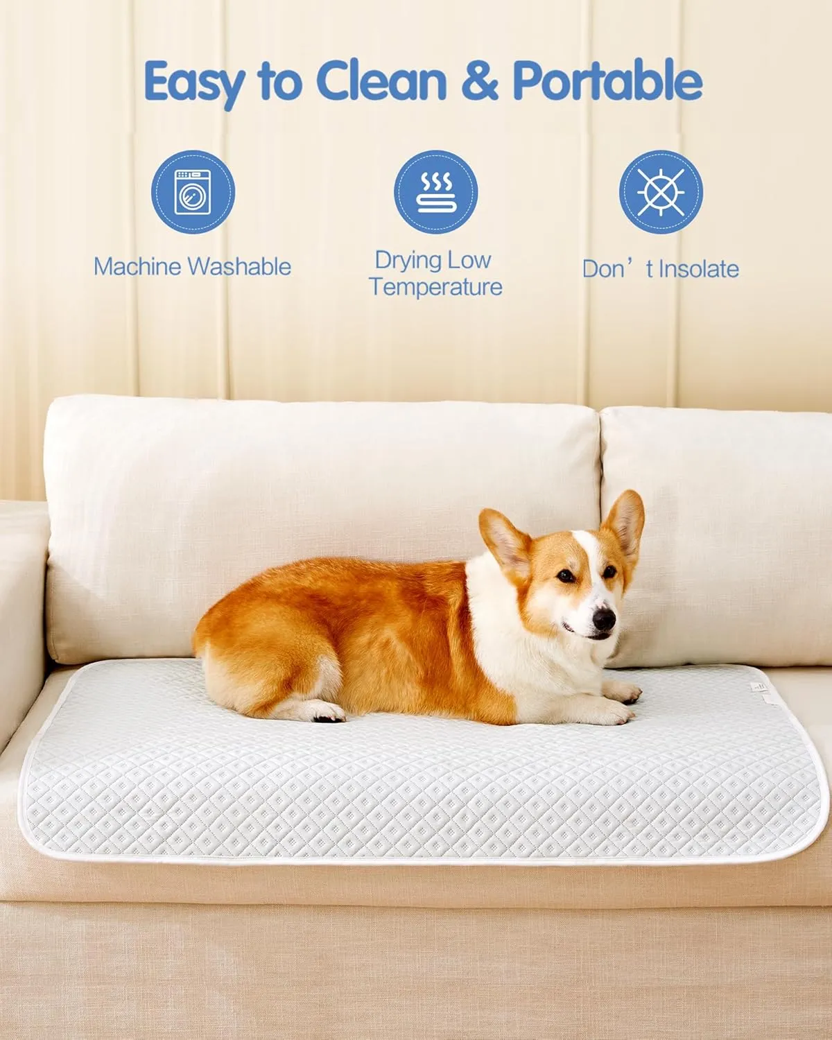Dog Cooling Mat - Instant Cooling Pet Bed for Dogs & Cats, 6-12F Drop, Non-Toxic & Machine Washable, Anti-Slip Bottom, Cool Mat for Indoor & Travel Use Light Gray 24" x 18"