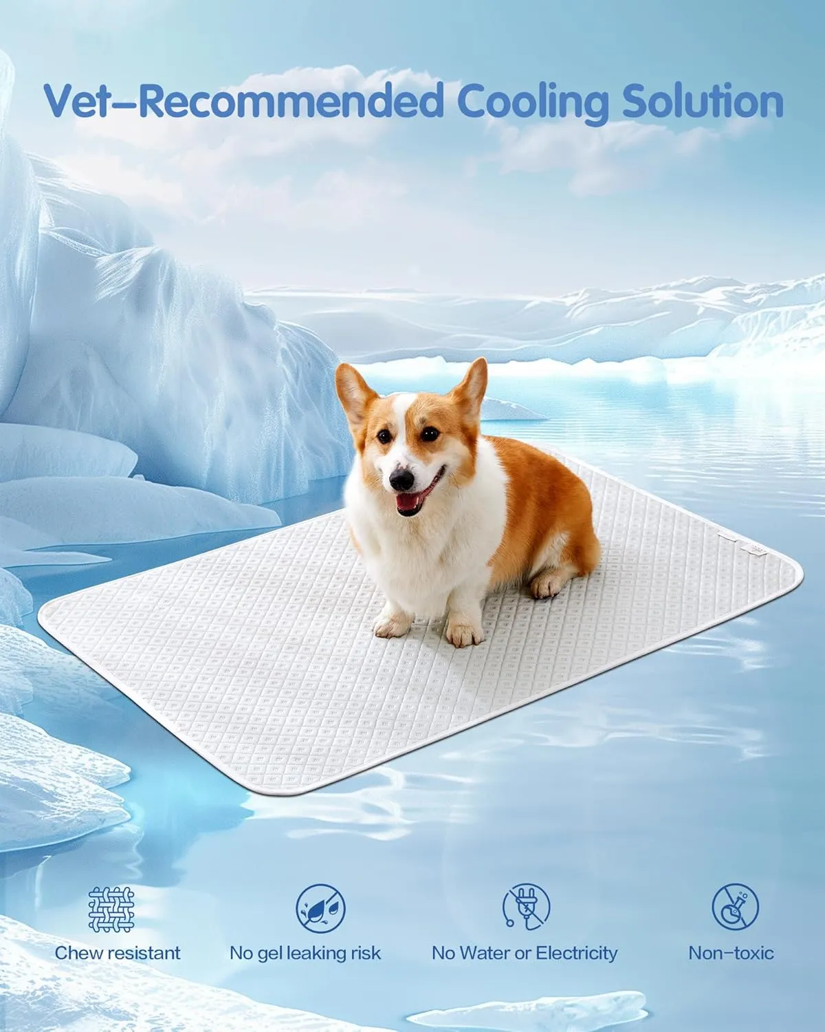 Dog Cooling Mat - Instant Cooling Pet Bed for Dogs & Cats, 6-12F Drop, Non-Toxic & Machine Washable, Anti-Slip Bottom, Cool Mat for Indoor & Travel Use Light Gray 24" x 18"