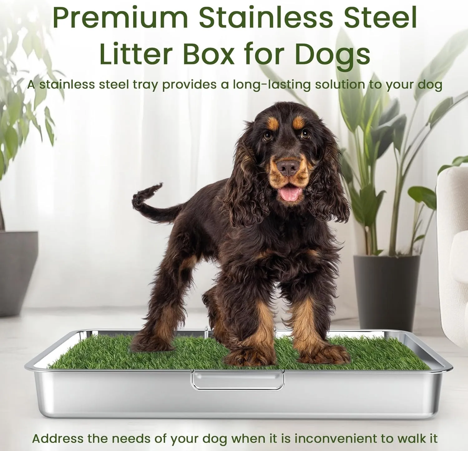 Dog Grass Pad with Tray, Grass Pad for Dogs Potty 24" X 17.7", Stainless Steel Tray & Grate, 1 Pcs Replacement Artificial Grass Mats, Portable Dog Toilet for Indoor and Outdoor Use