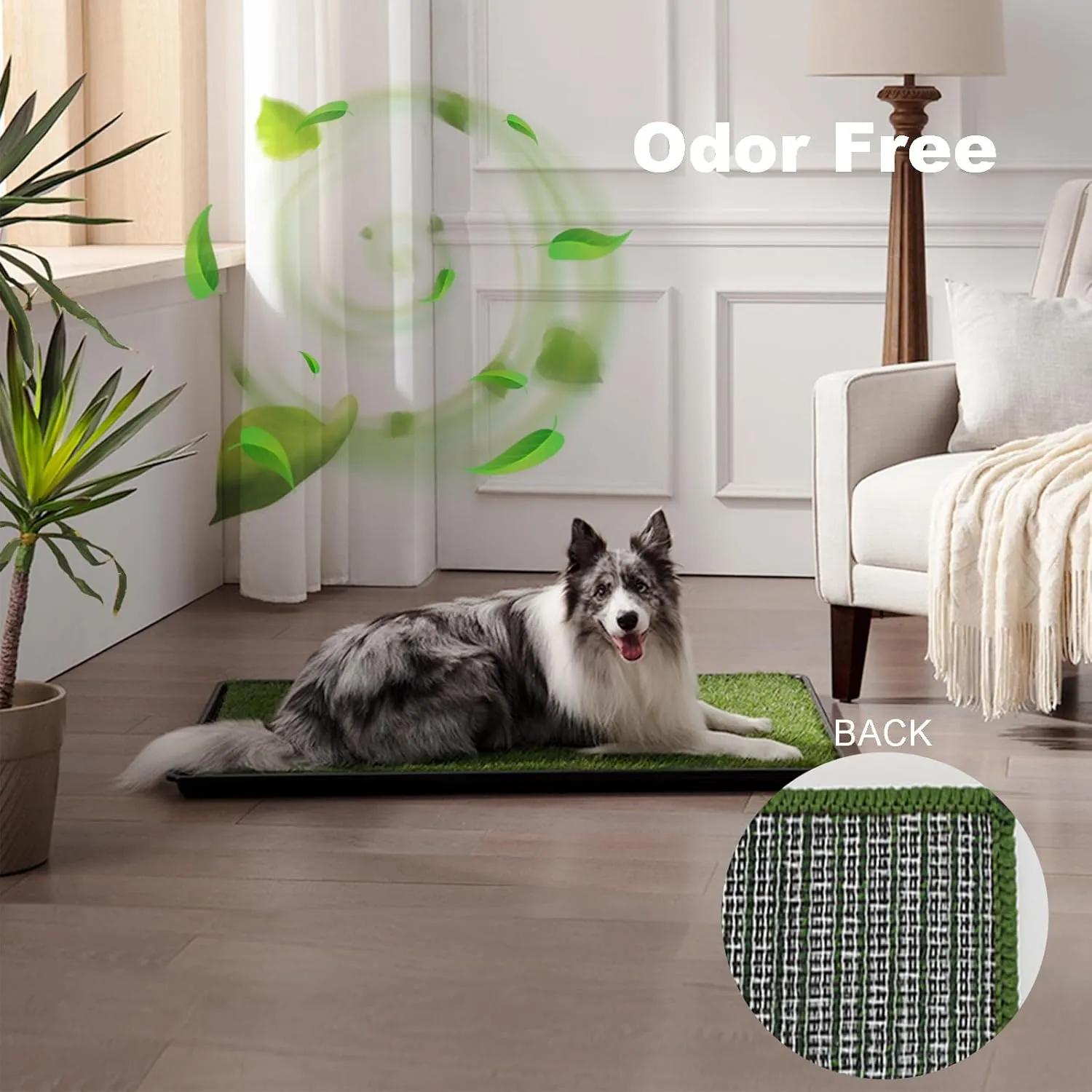 Dog Grass Pad with Tray Large 3423, Dog Potty with Ultra-Absorbent Artificial Grass for Dogs with Hemmed Edge, Pee Pads for Dogs, Realistic, Odor Free, Litter Box for Balcony