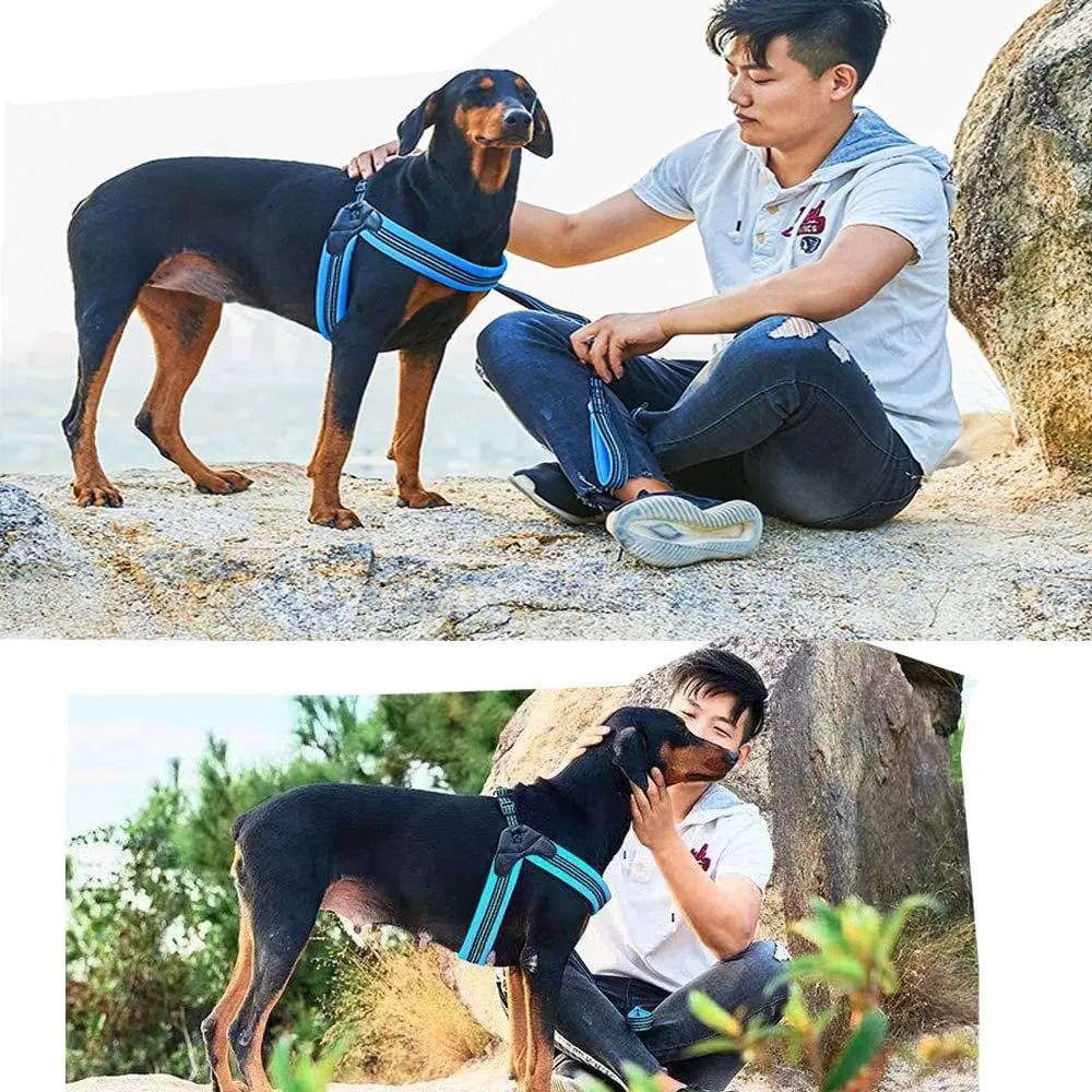 Dog Harness No Pull Ultra Soft Breathable Padded Pet Harness 2 Adjustable Botton, 3M Reflective Pet Harness for Dogs Easy Control for Small Medium Large Dogs (M, Black)