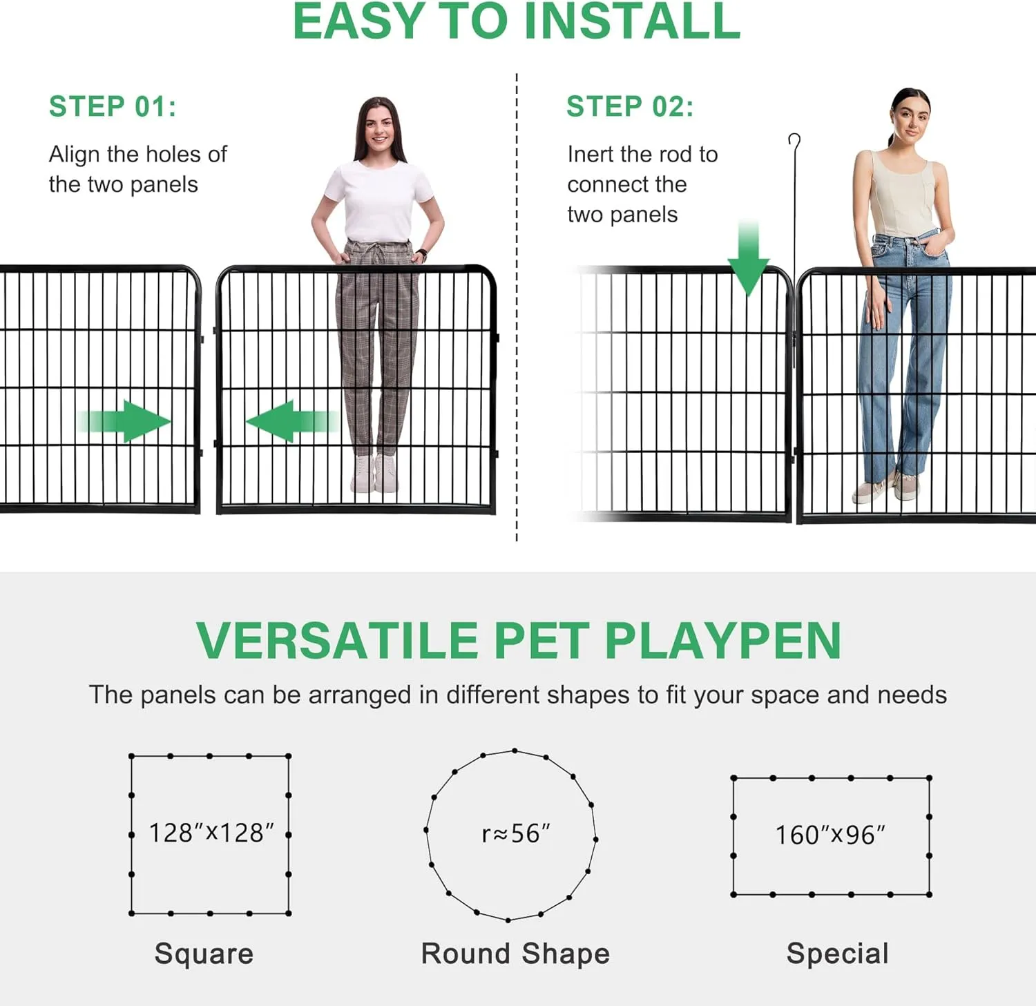 Dog Pen Pet Playpen Kennel Fence Outdoor Indoor Play Yard Puppy Exercise Barrier 31'' W x 24'' H 16 Panels (16 Panels, 24 Inches)