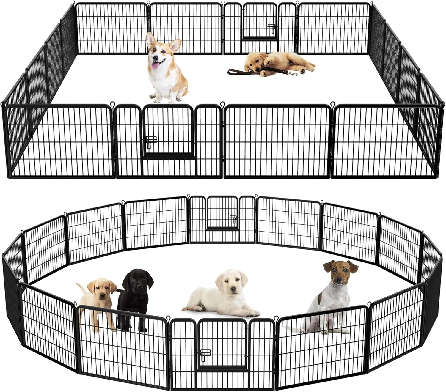 Dog Pen Pet Playpen Kennel Fence Outdoor Indoor Play Yard Puppy Exercise Barrier 31'' W x 24'' H 16 Panels (16 Panels, 24 Inches)