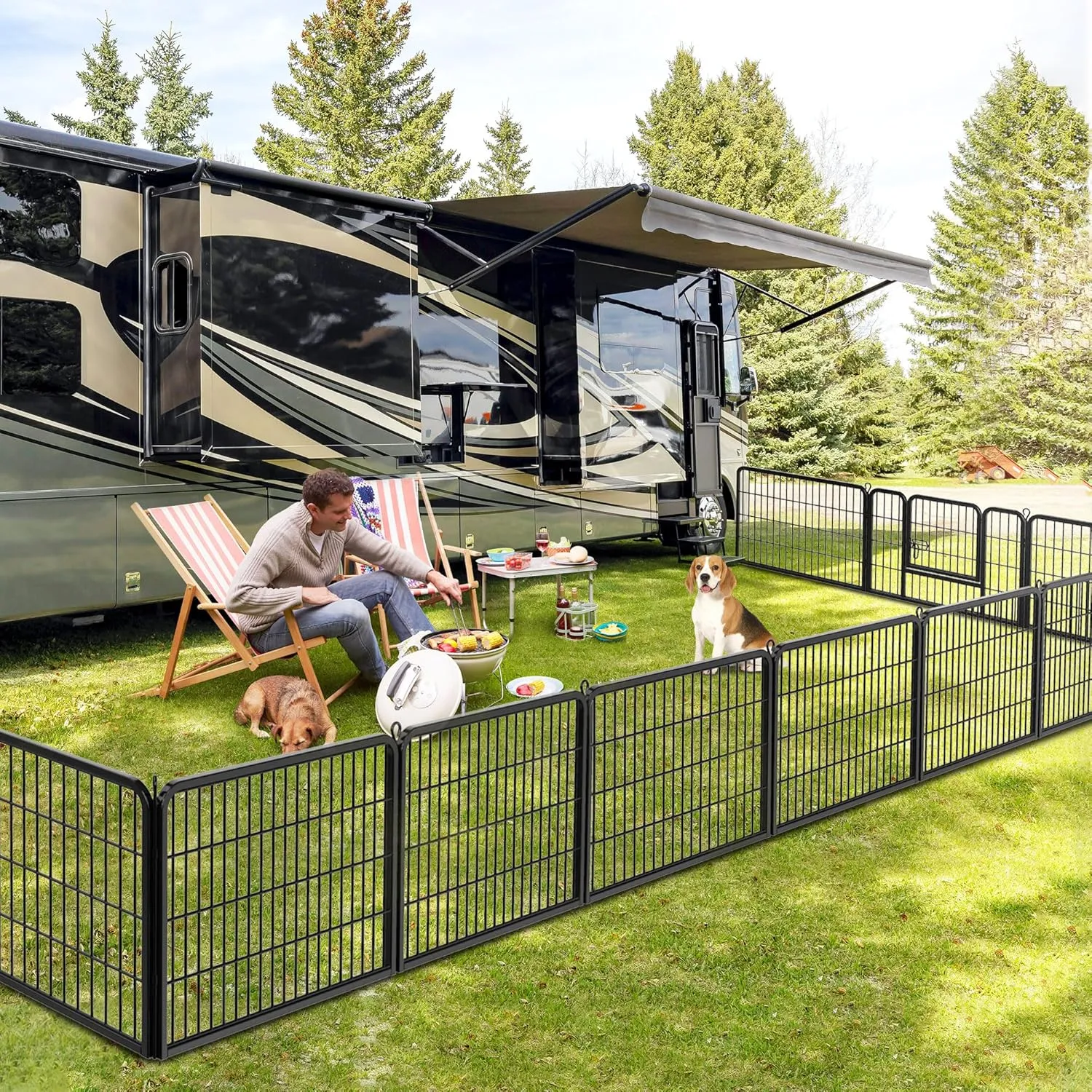 Dog Pen Pet Playpen Kennel Fence Outdoor Indoor Play Yard Puppy Exercise Barrier 31'' W x 24'' H 16 Panels (16 Panels, 24 Inches)