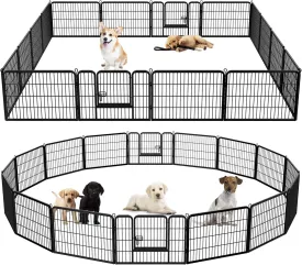 Dog Pen Pet Playpen Kennel Fence Outdoor Indoor Play Yard Puppy Exercise Barrier 31'' W x 24'' H 16 Panels (16 Panels, 24 Inches)