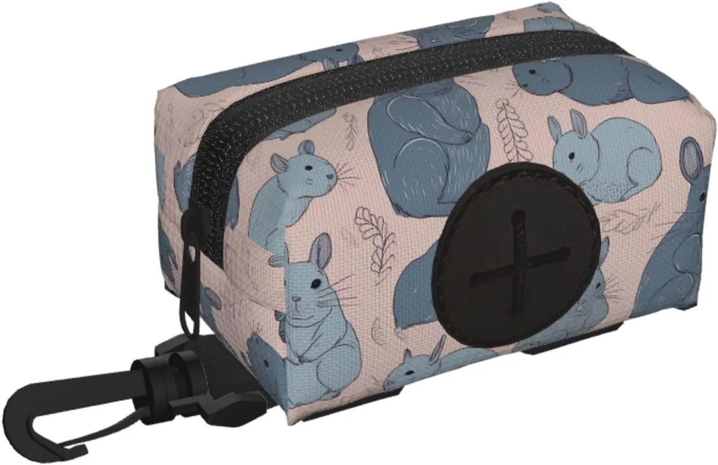 Dog Poop Bag Holder For Leash, Lightweight Dispenser For Pet Waste Bags Blue Chinchillas Puppy Potty Carrier Small Doggy Zipper Pouch With Carabiner Clip