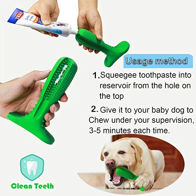 Dog Toothbrush Stick Toy of Natural Rubber for Dental Care Cleaning & Massaging