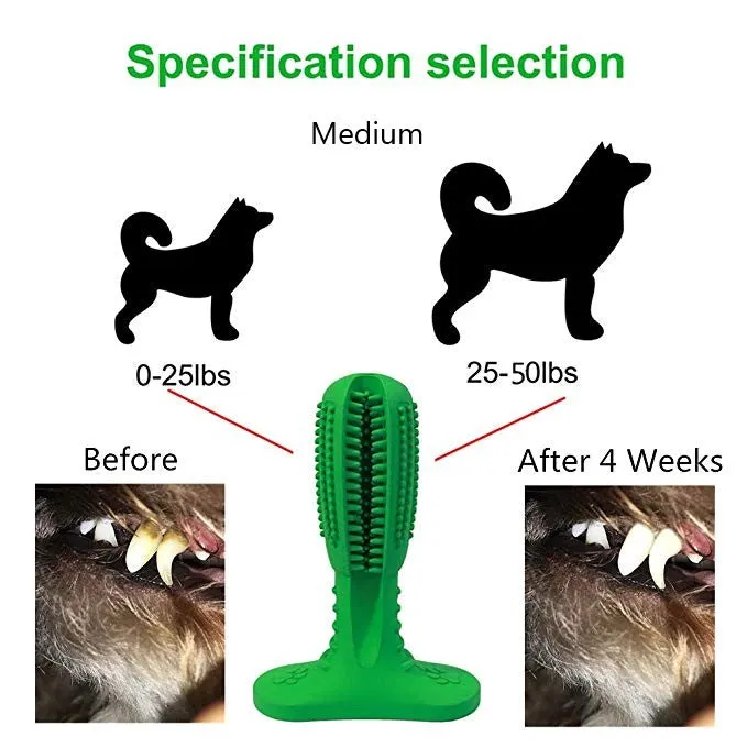 Dog Toothbrush Stick Toy of Natural Rubber for Dental Care Cleaning & Massaging
