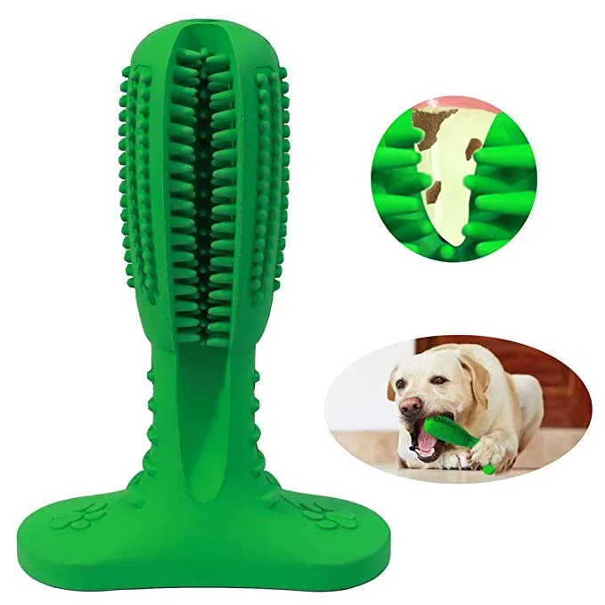 Dog Toothbrush Stick Toy of Natural Rubber for Dental Care Cleaning & Massaging