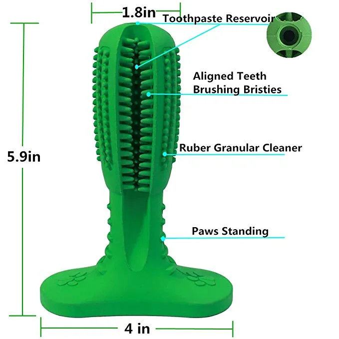 Dog Toothbrush Stick Toy of Natural Rubber for Dental Care Cleaning & Massaging
