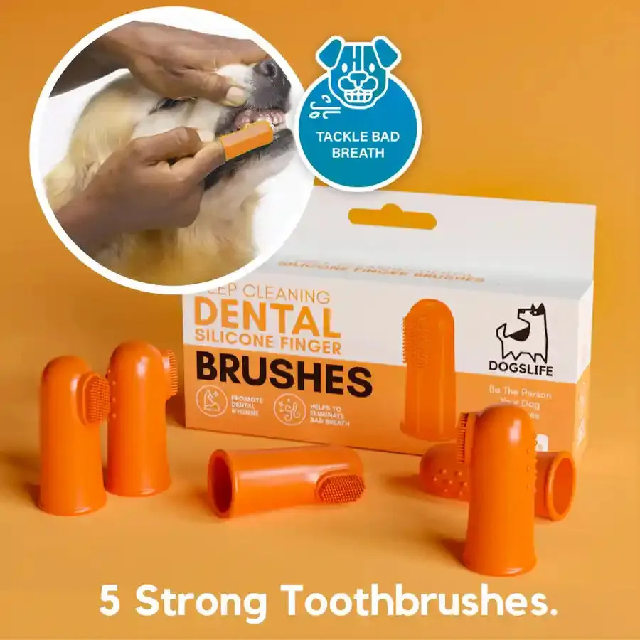 Dogslife 5 x Deep Cleaning Silicone Finger Brushes - Dog Dental Hygiene