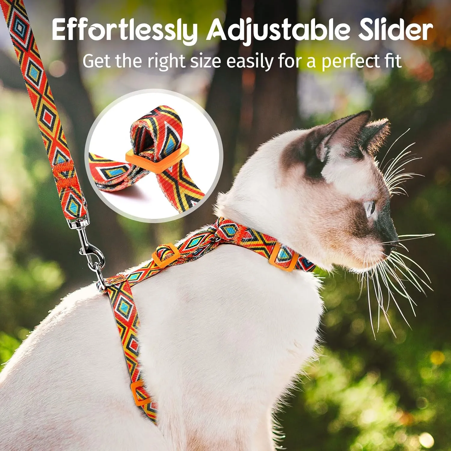 Dooradar Cat Harness and Leash, Escape Proof Adjustable Kitten Vest, Lightweight Soft Pet Straps, Easy Wearing for Small Medium Kitty Safe Walking Travel Control, Orange & Black, M