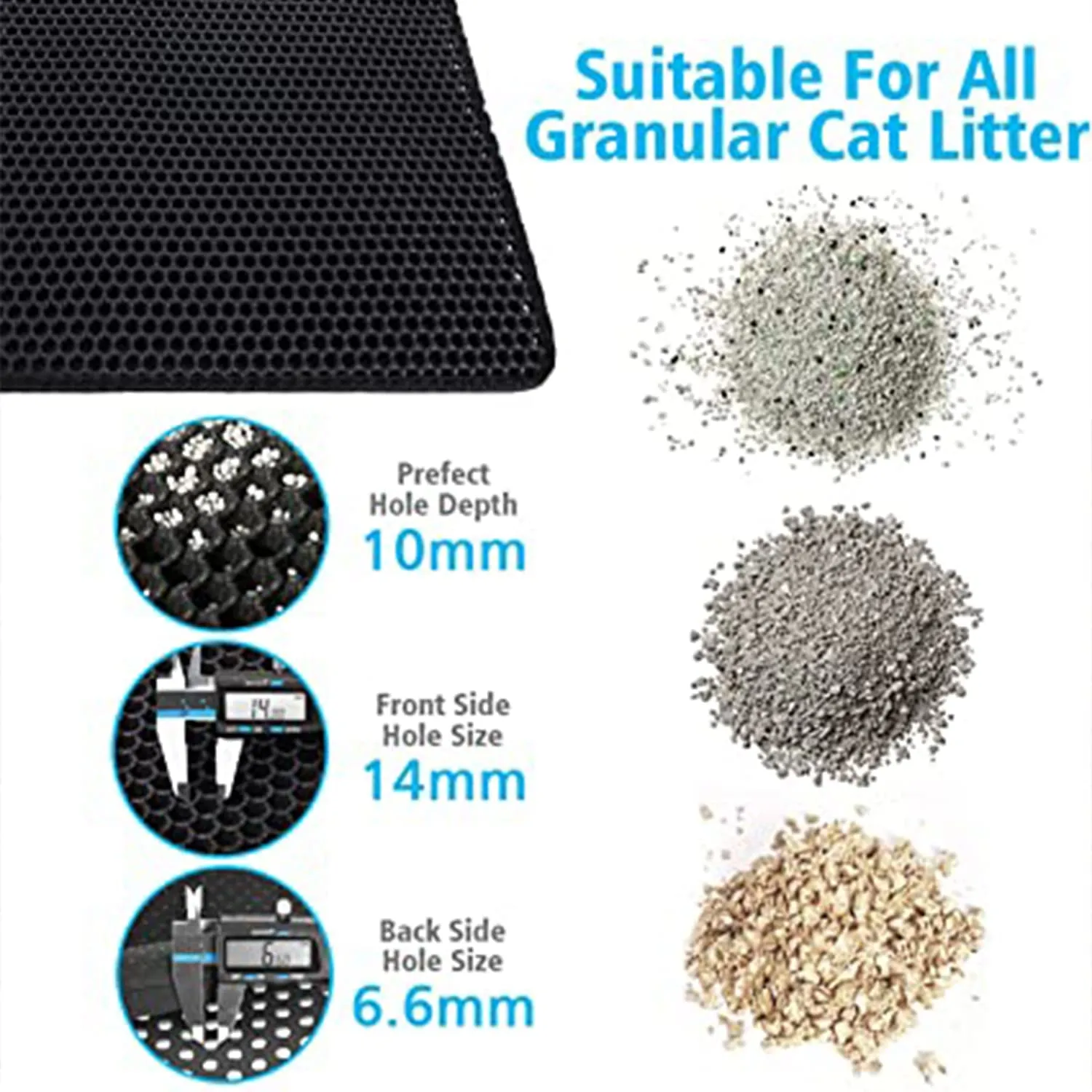 Edkavon Cat Litter Trapping Mat,Litter Box Mat,Honeycomb Double Layer Design,Kitty Litter Mats for Floor Waterproof Urine Proof,Easy Clean Scatter Control,17.7" x 23.6"