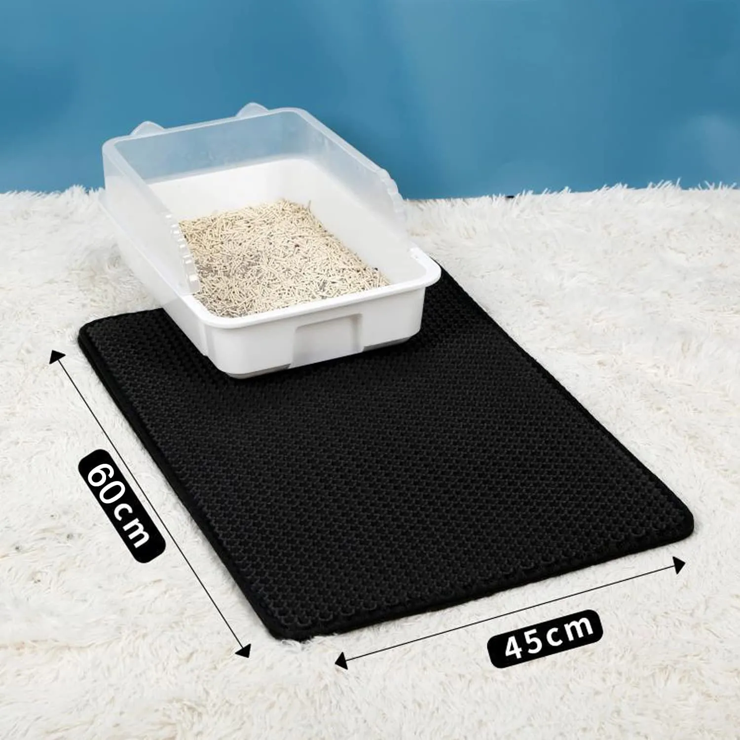Edkavon Cat Litter Trapping Mat,Litter Box Mat,Honeycomb Double Layer Design,Kitty Litter Mats for Floor Waterproof Urine Proof,Easy Clean Scatter Control,17.7" x 23.6"