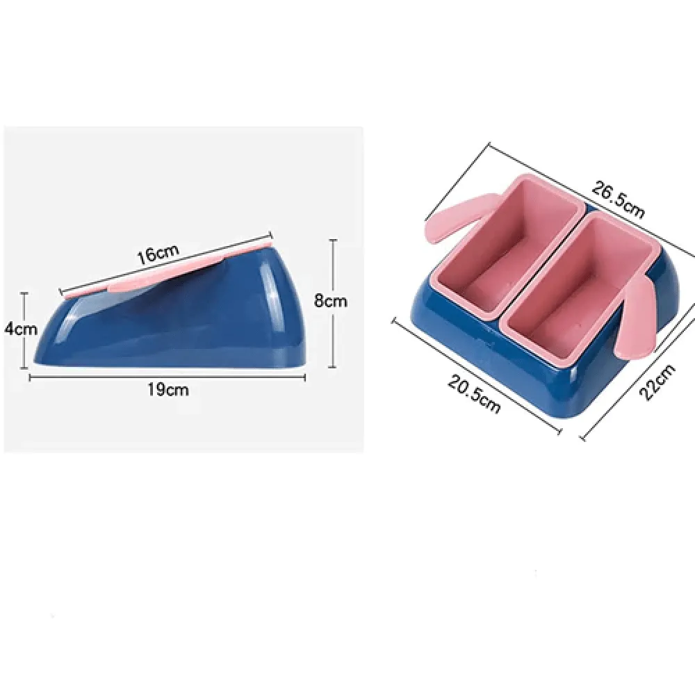 Emily Pets Rubber Base Multifunction Double Bowl for Dogs and Cats (Pink)