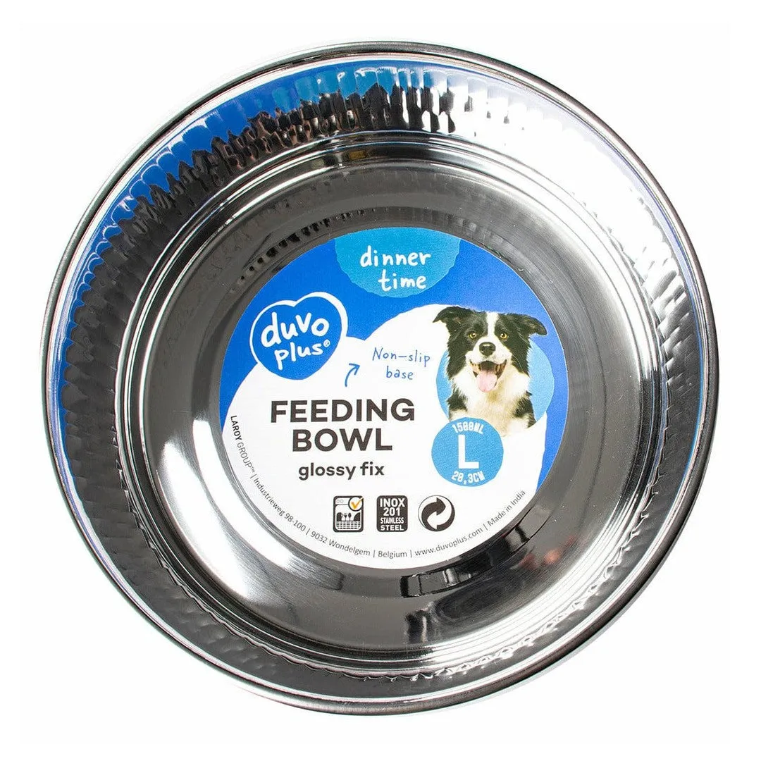 FEEDING BOWL GLOSSY FIX L - 20,3x20,3x6,6cm black