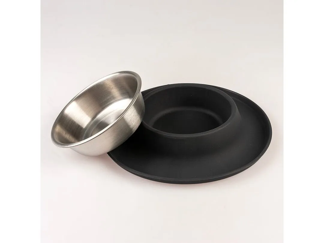 Feeding bowl no-spill silicone 420ml - Ø14,3cm black