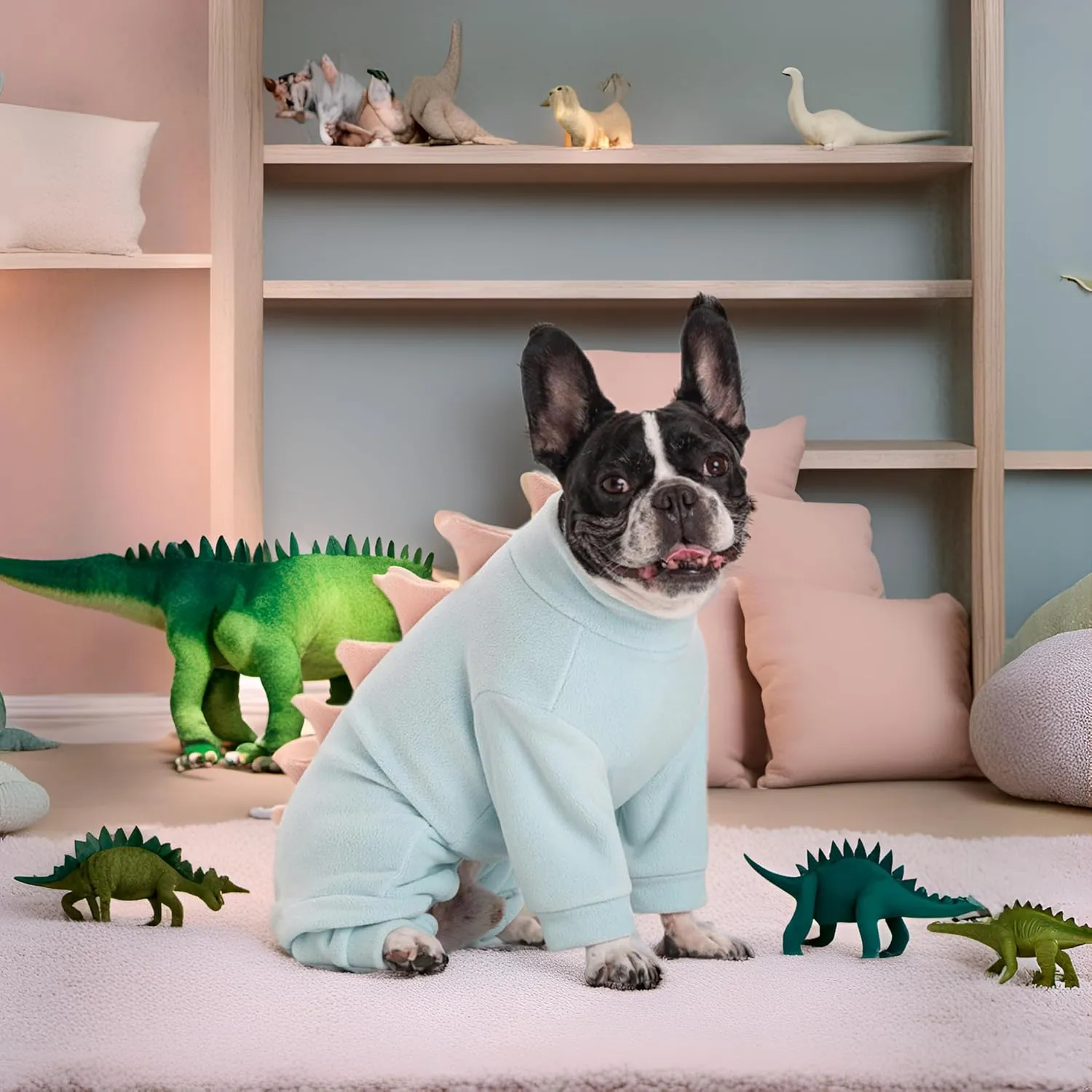 Fleece Dinosaur Dog Pajamas Adorable Puppy Hoodie Cosplay Animal Costume for Small Medium Dog Christmas and Winter Coat