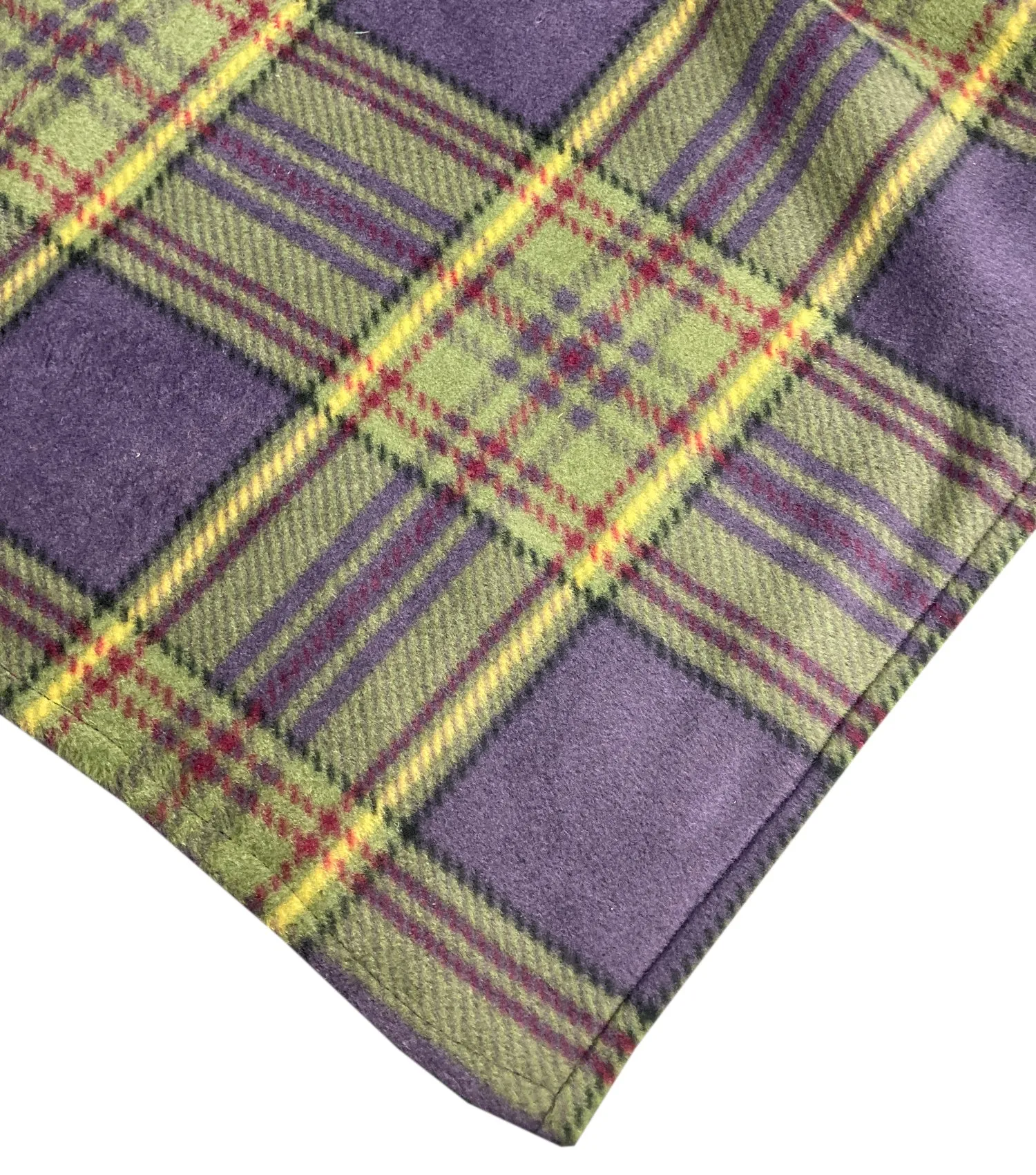 Green & Purple Check Soft Fleece Dog Blanket (Large)
