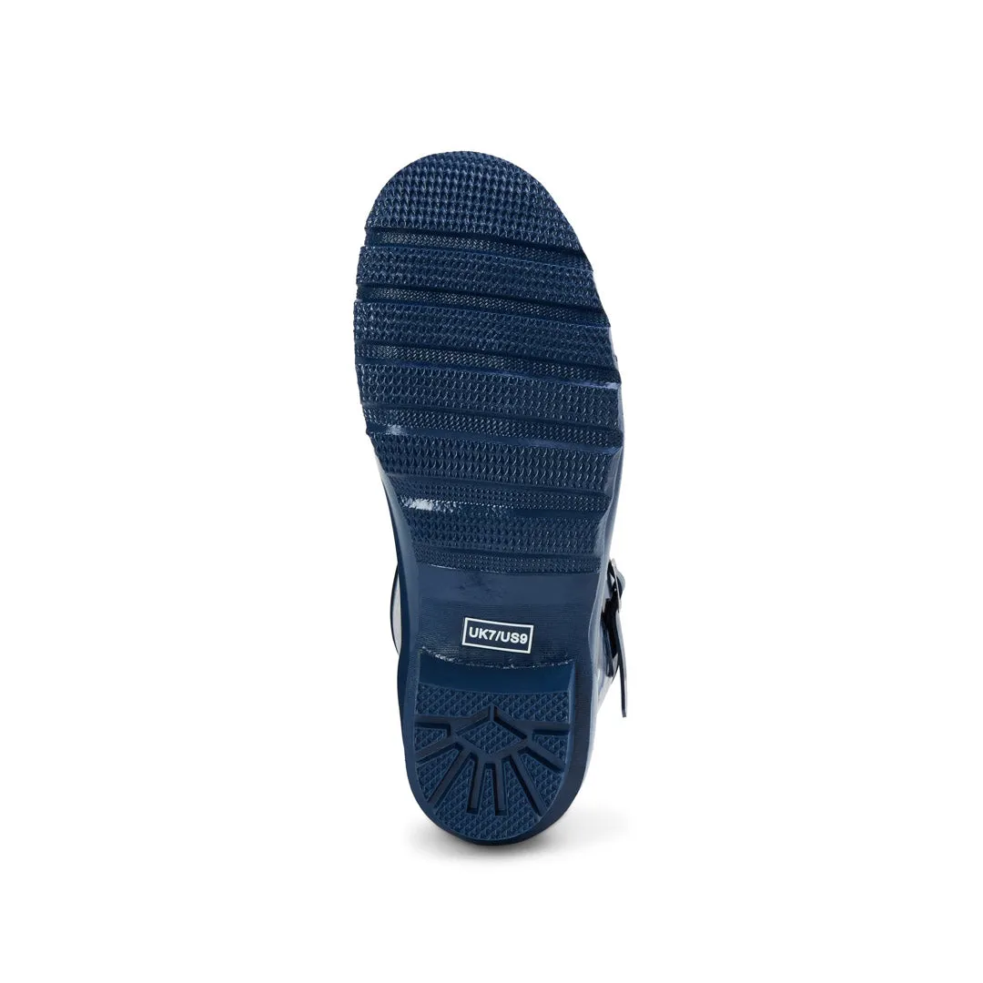 Half Height Navy Spot Rain Boots - Wide Foot and Ankle