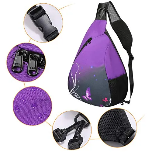 ICOLOR Canvas Sling Backpack, Multipurpose Crossbody Shoulder Bag Beach Tote Pack Bags for Men Women Hiking Cycling Walking Dog Travel Daypack
