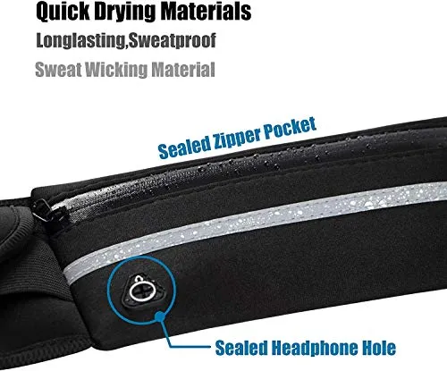 Inrali Waterproof Outdoors Running Waist Pack,Running Belt for Women & Men,Running Belt Waist Bag,Waist bag for Running Hiking Climbing,Running Fanny Pack,Running Belt for Phone & Running Accessories (Black)