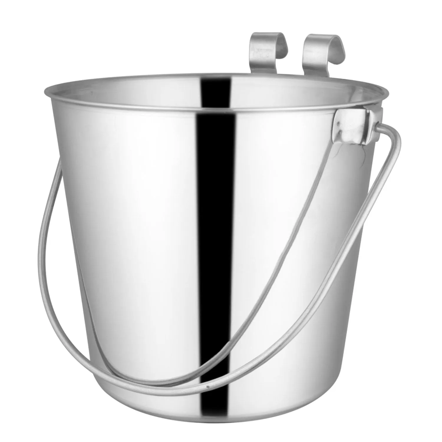 Jeffers Flat-Sided Stainless Steel Pails with Hook & Handle