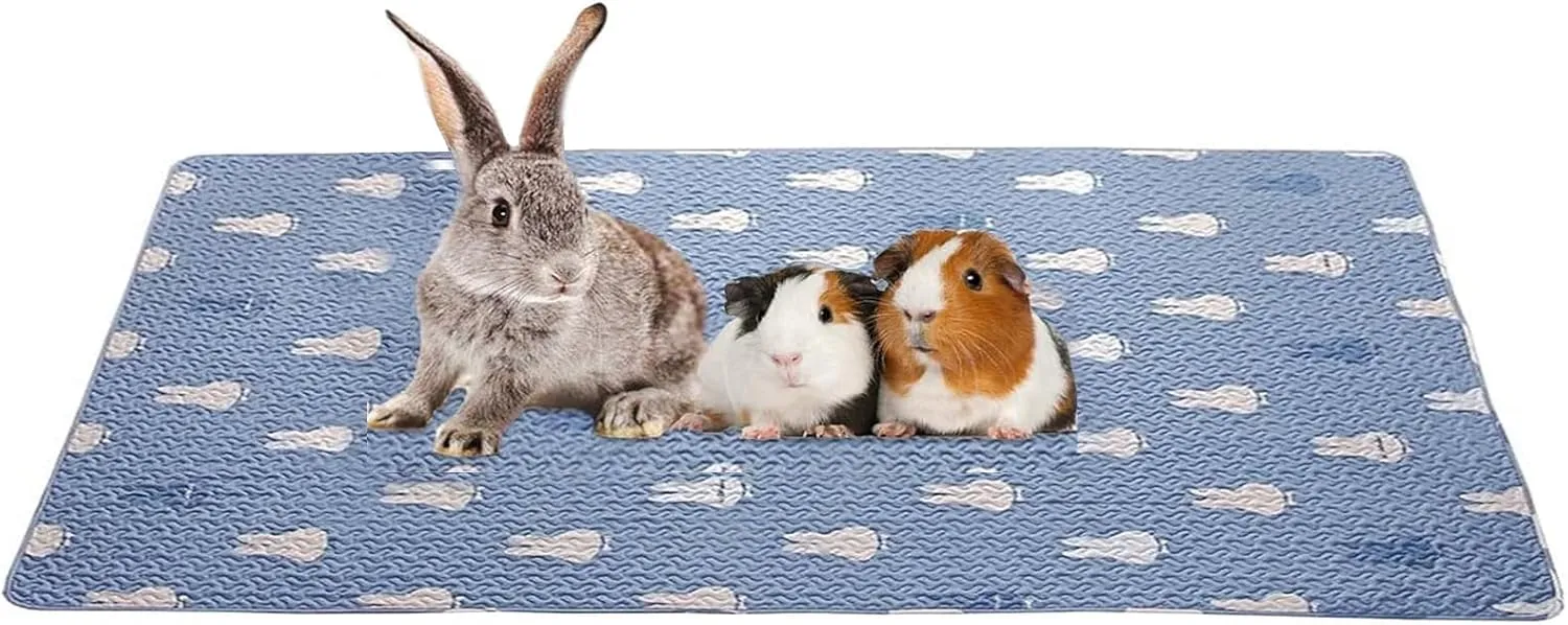 kathson Rabbit Cage Liners Washable Super Absorbent Sleep Pad Bed for Guinea Pig Small Animals Reusable Fleece Bedding Anti-Slip Mats for Bunny Hedgehog Kitten Chinchilla (27.5 x 59inch)