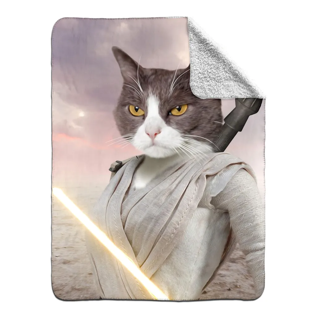 Light Rey - Rey Skywalker & Star Wars Inspired Custom Pet Portrait Fleece Sherpa Blanket