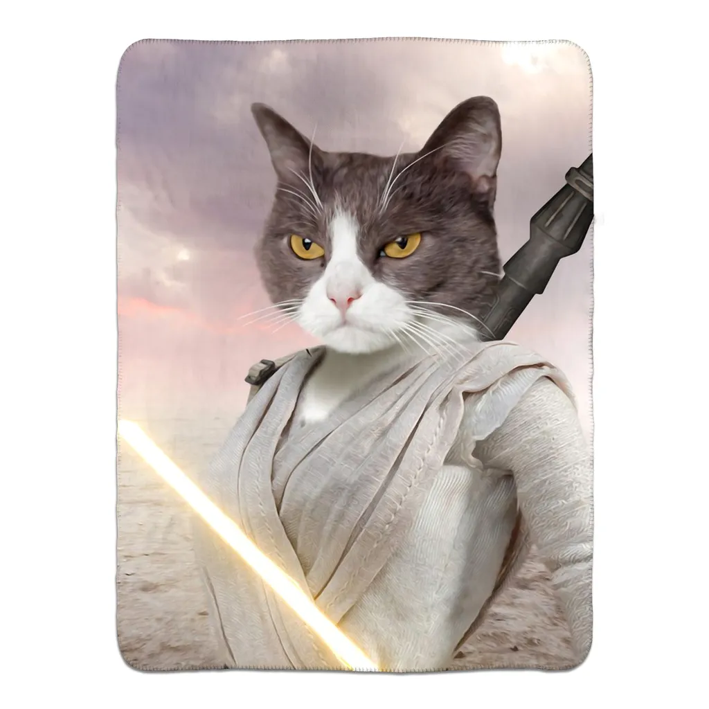 Light Rey - Rey Skywalker & Star Wars Inspired Custom Pet Portrait Fleece Sherpa Blanket