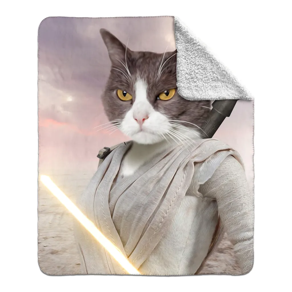 Light Rey - Rey Skywalker & Star Wars Inspired Custom Pet Portrait Fleece Sherpa Blanket