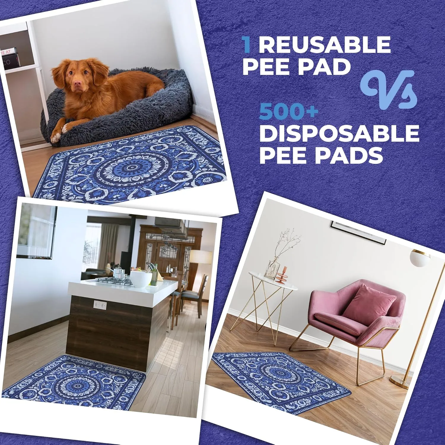Love Storee Washable Dog Pee Pads  2 Pack, 36"x36" Reusable, Waterproof, Non-Slip, Odor-Control Pet Mats for Puppy Potty Training, Crate, Whelping Box, Rug & Floor Protection