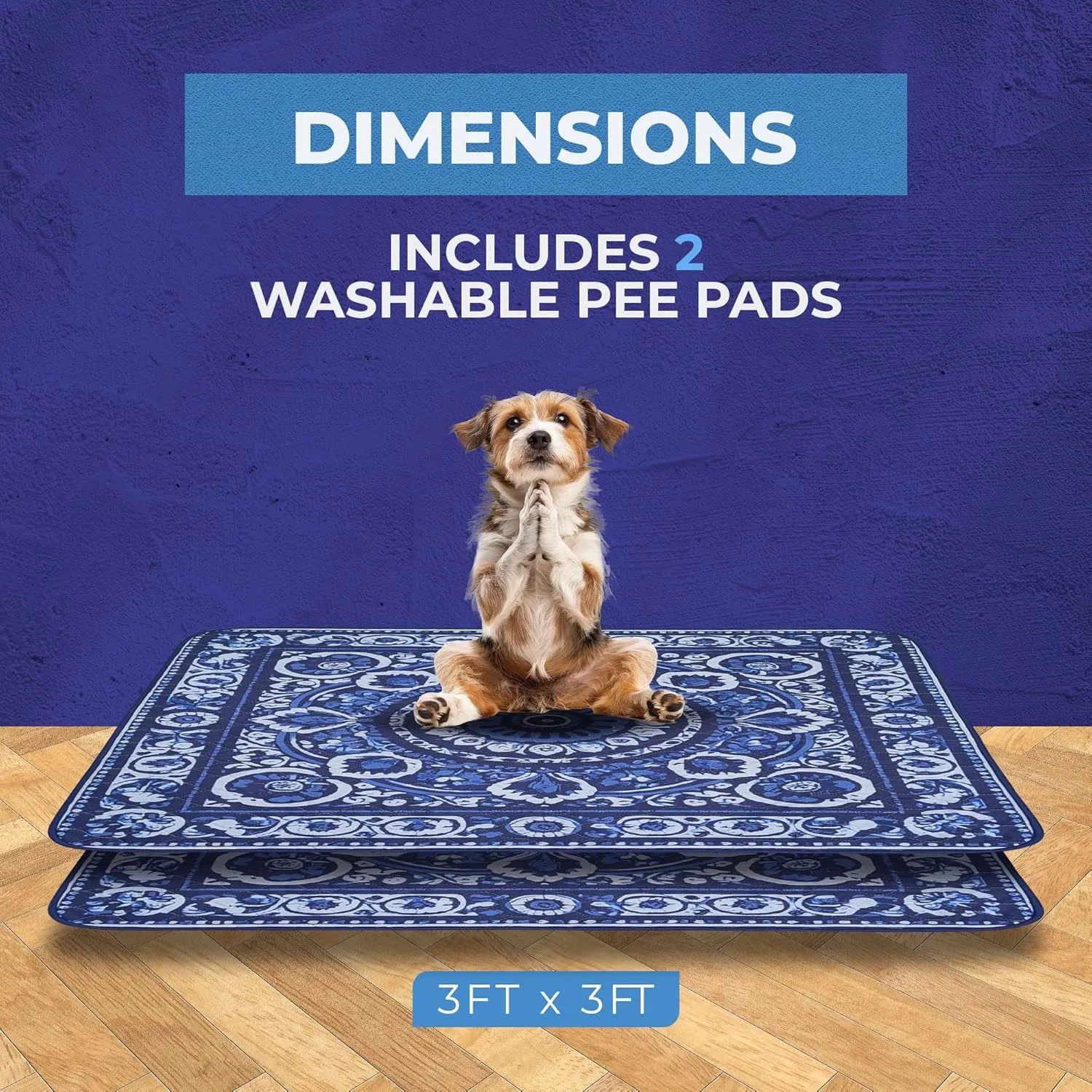 Love Storee Washable Dog Pee Pads  2 Pack, 36"x36" Reusable, Waterproof, Non-Slip, Odor-Control Pet Mats for Puppy Potty Training, Crate, Whelping Box, Rug & Floor Protection