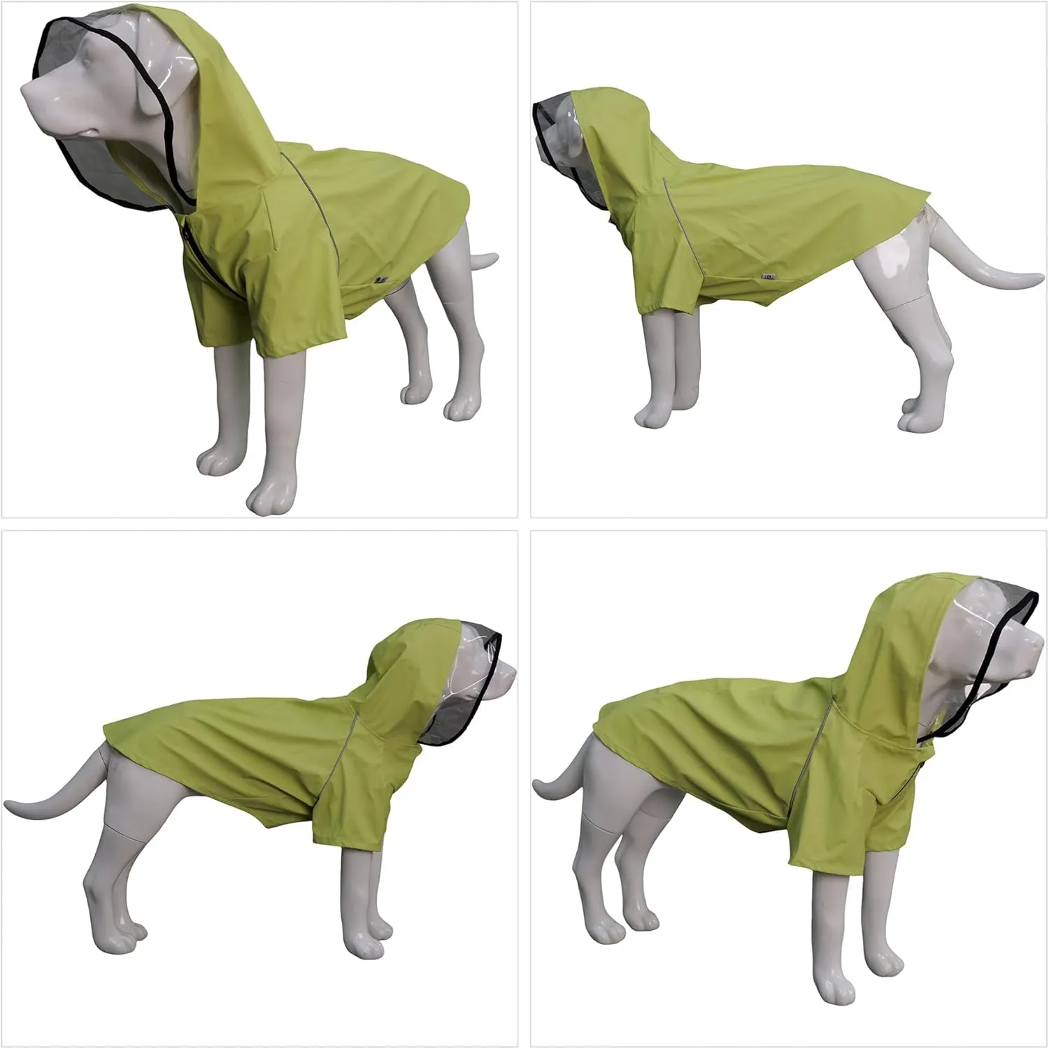 LoveLonglong Premium Waterproof Dog Raincoat with Reflective Safety Features Pet Raincoats for Large Medium Small Dogs Light Green XL
