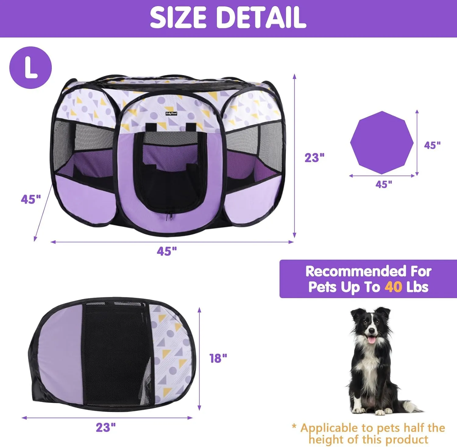 Lucky Monet Portable Dog Cat Playpen Small Dog Puppy Kitten Play Pens Indoor Pop Up Travel Dog Pen for Outdoor Camping Use