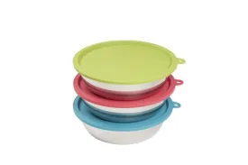 Messy Mutts 6pc Set with Three Stainless Steel Bowls and Three Silicone Lids