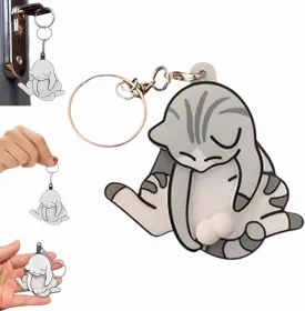 Mischief Cat Interactive Keychain, Cat Play with Its Spinning Balls Keychain, Rotating Cats Eggs Key Chain Toys