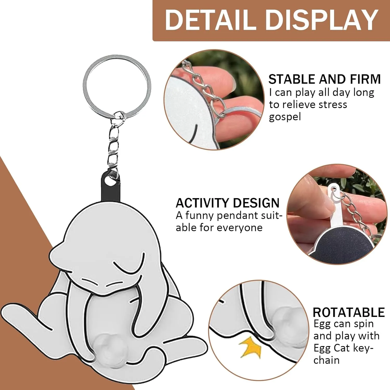 Mischief Cat Interactive Keychain, Cat Play with Its Spinning Balls Keychain, Rotating Cats Eggs Key Chain Toys