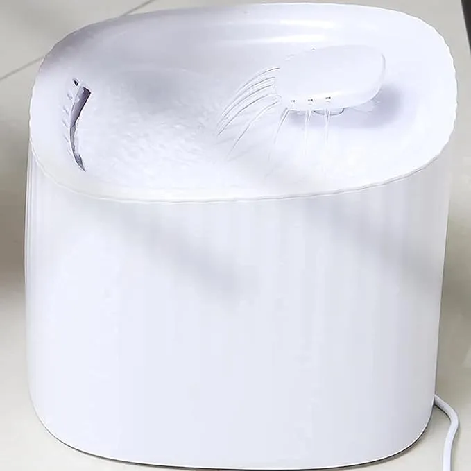 Naomi Cat & Dog Water Fountain with Automatic LED Lighting (White)
