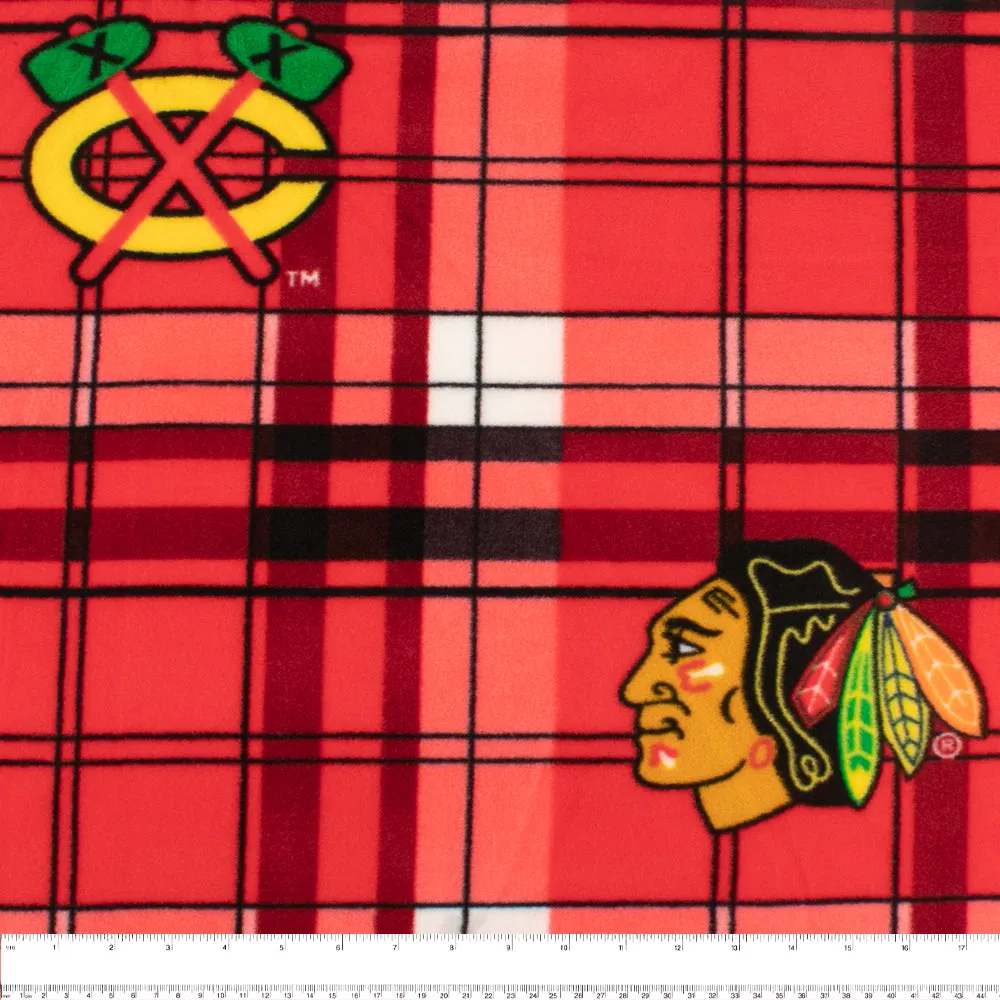 NHL Fleece Print - Chicago Blackhawks - Plaids - Red
