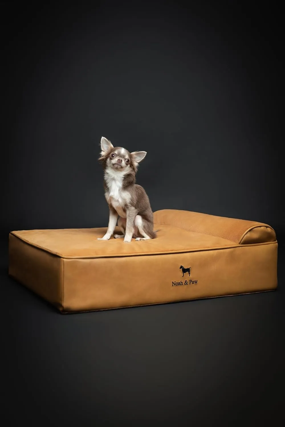 NOAH & PAW Dog Bed, 28x23x11 Inch, Orthopedic Dog Beds for Medium Size Pets, Eggshell Memory Foam Infused with Cooling Gel, Waterproof, Machine Washable, Includes Inner Cover (Faux Leather)