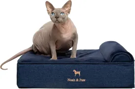 NOAH & PAW Small Dog Bed, 20x15x8 Inch, Cat Bed for Indoor Cats, Orthopedic Eggshell Memory Foam Infused with Cooling Gel, Waterproof, Machine Washable, Includes Inner Cover (Denim Collection)