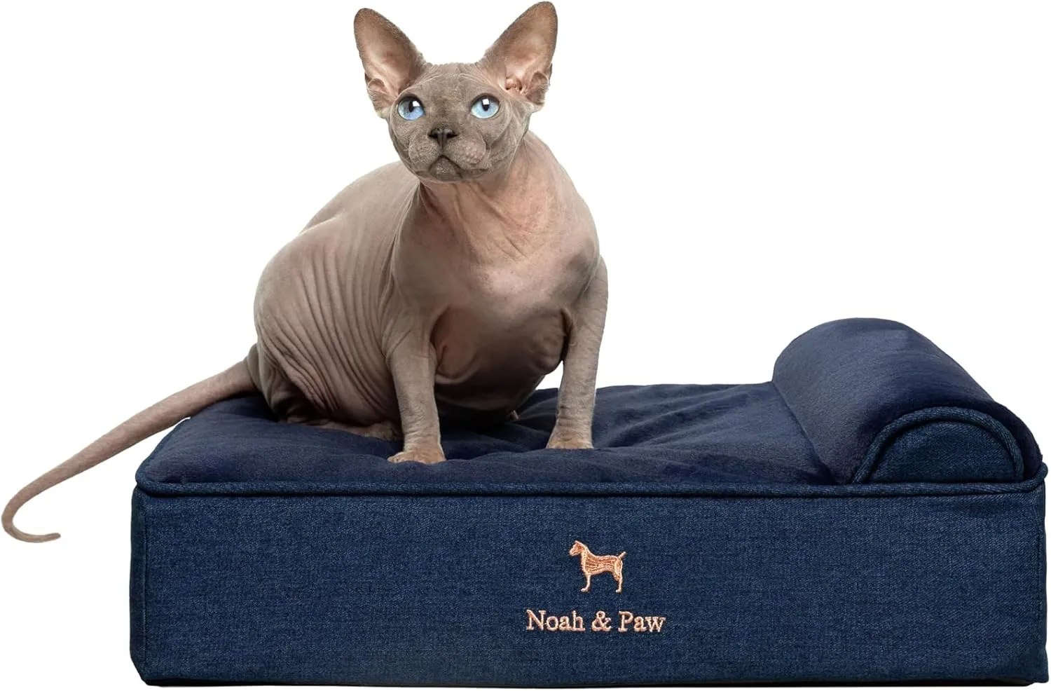 NOAH & PAW Small Dog Bed, 20x15x8 Inch, Cat Bed for Indoor Cats, Orthopedic Eggshell Memory Foam Infused with Cooling Gel, Waterproof, Machine Washable, Includes Inner Cover (Denim Collection)