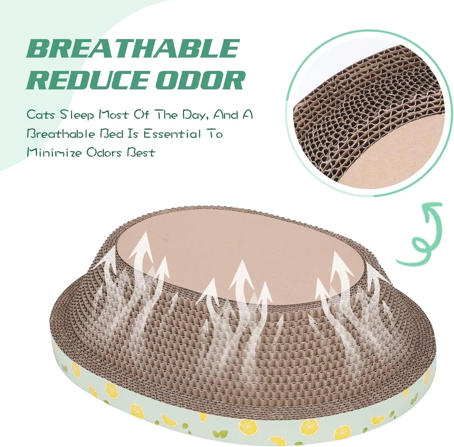 Oval Large Cat Scratcher Cardboard Bed Lounger Couch, Cat Scratching Board Lounge Box Durable, Corrugated Cat Scratch Pad for Indoor Cats Furniture Protector 19.5"