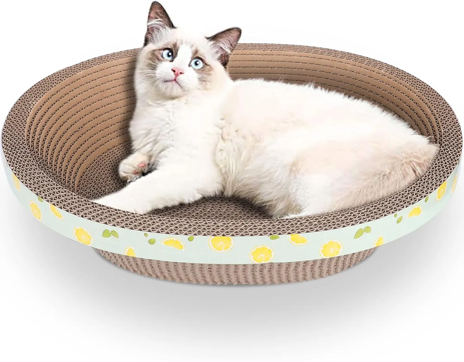 Oval Large Cat Scratcher Cardboard Bed Lounger Couch, Cat Scratching Board Lounge Box Durable, Corrugated Cat Scratch Pad for Indoor Cats Furniture Protector 19.5"