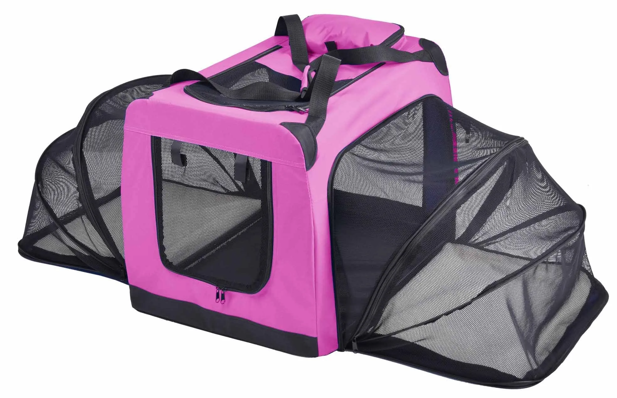 Pet Life ® 'Hounda Accordion' Metal Framed Soft-Folding Collapsible Dual-Sided Expandable Pet Dog Crate