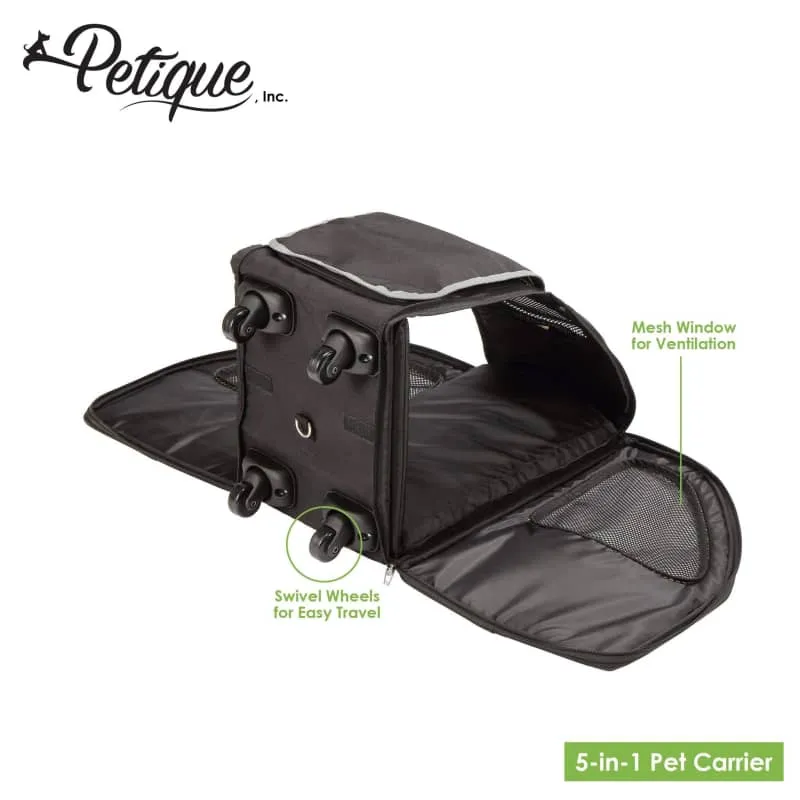 Petique 5-in-1 Pet Stroller Complete Set with Pet Carrier and Stroller Frame