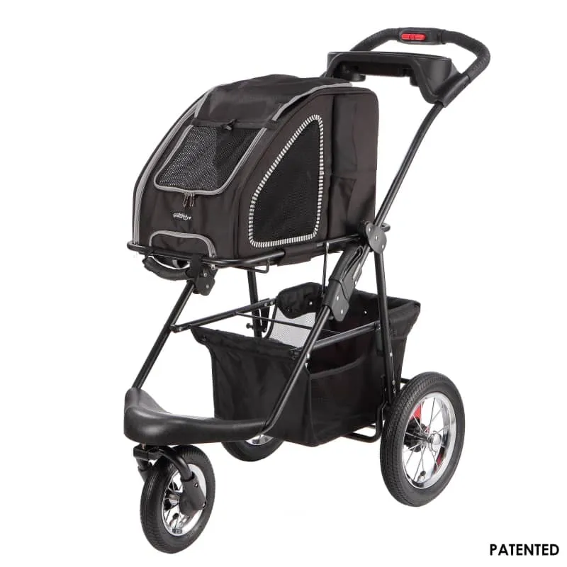 Petique 5-in-1 Pet Stroller Complete Set with Pet Carrier and Stroller Frame