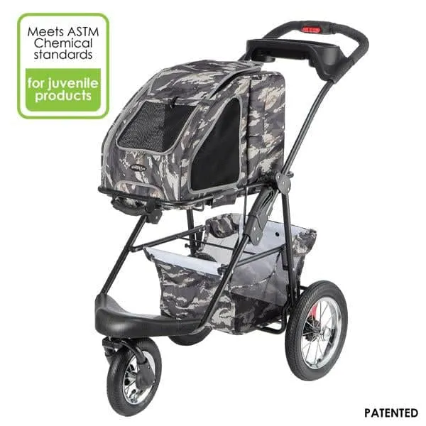 Petique 5-in-1 Pet Stroller Complete Set with Pet Carrier and Stroller Frame