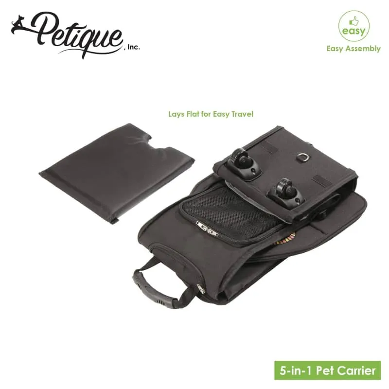 Petique 5-in-1 Pet Stroller Complete Set with Pet Carrier and Stroller Frame